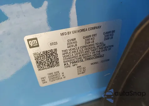 2024 Chevrolet Trailblazer Activ из США, поврежденный, VIN KL79MSSL7RB038662